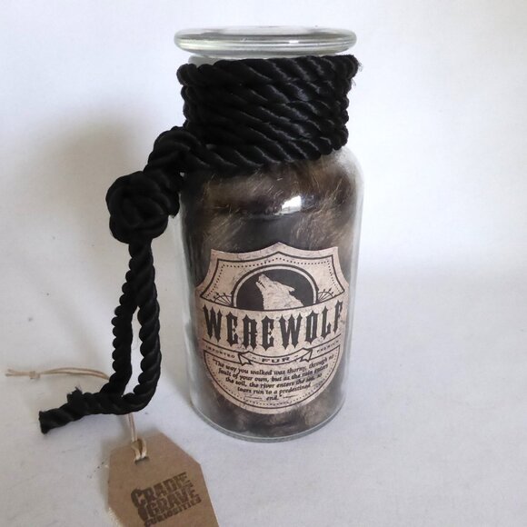 NEW 6.75” APOTHECARY WEREWOLF WOLFMAN FUR HALLOWEEN BOTTLE PROP ODDITY CURIOSITY - Picture 1 of 10